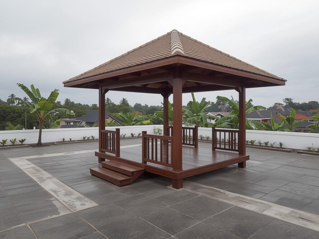 gazebo kayu glugu ukuran 3x3