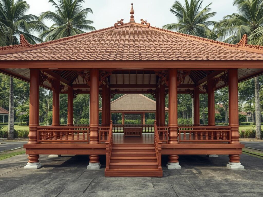 gazebo kayu glugu ukuran 3x3 costum desain