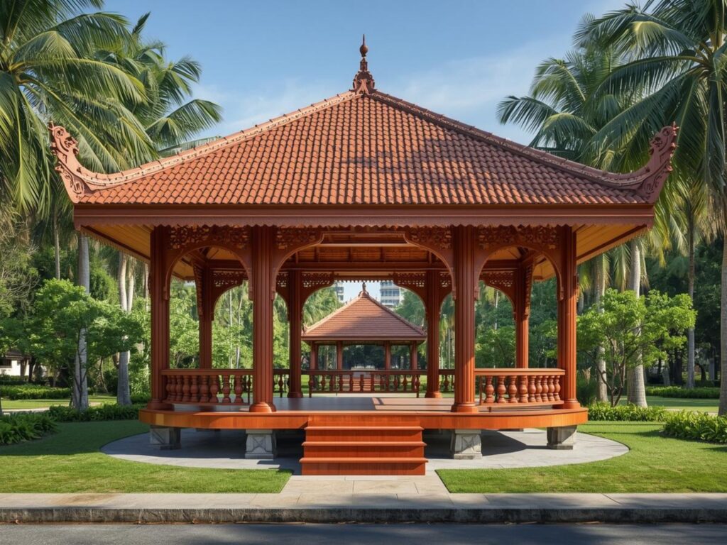gazebo kayu glugu minimalis murah