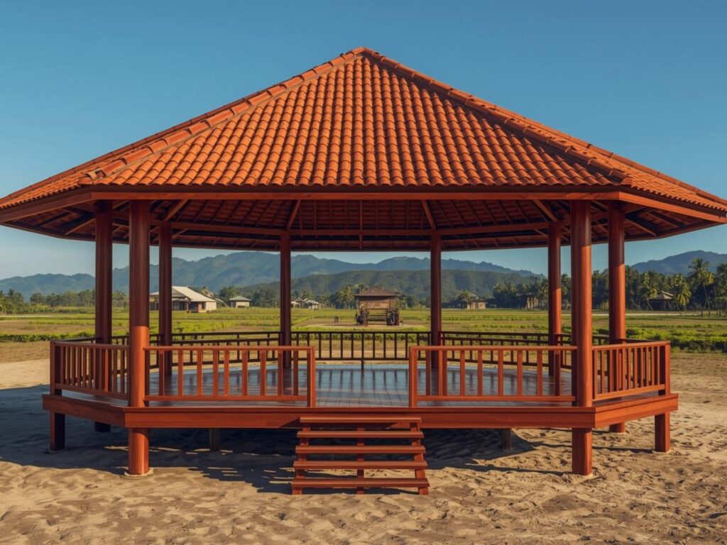 harga gazebo kayu glugu malang