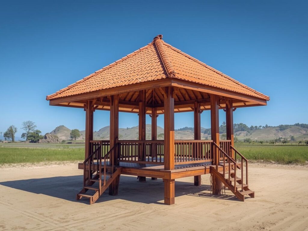 gazebo kayu glugu pengiriman jawa timur