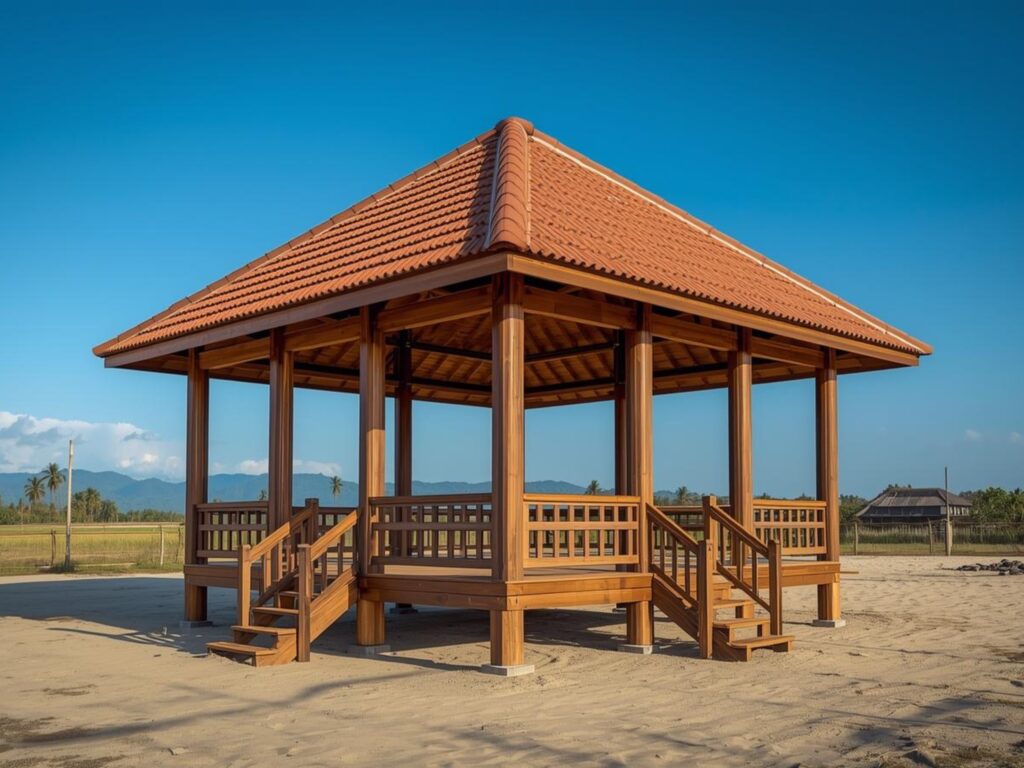gazebo kayu glugu premium pengiriman jawa timur
