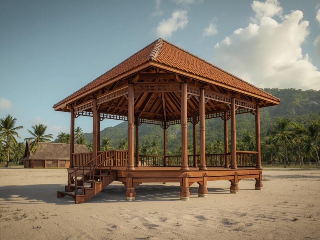 pengrajin lokal gazebo kayu kelapa
