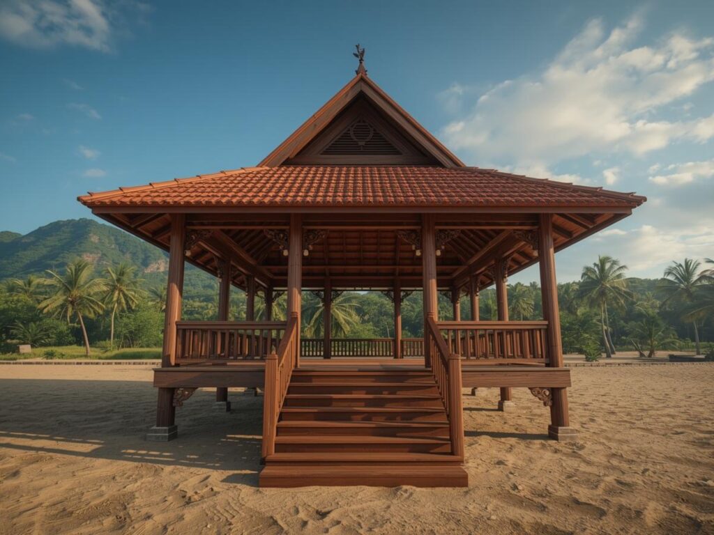beli gazebo kayu glugu aman terpercaya